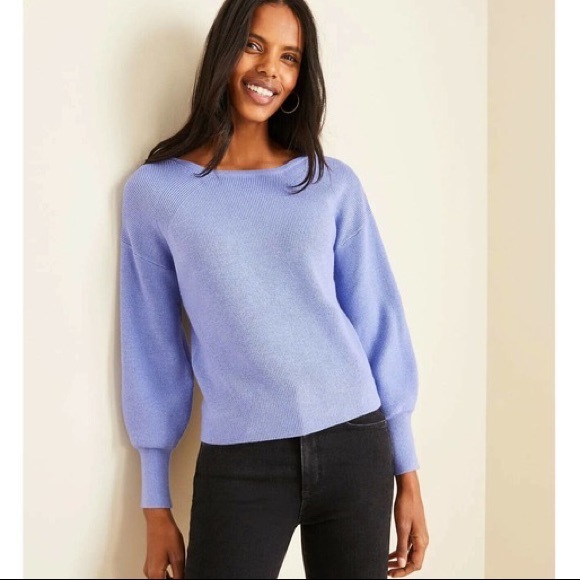 Ann Taylor Ribbed Balloon Sleeve Sweater - Picture 2 of 5